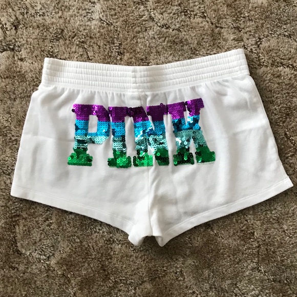 PINK Victoria's Secret Pants - White PINK Sequin Shorts